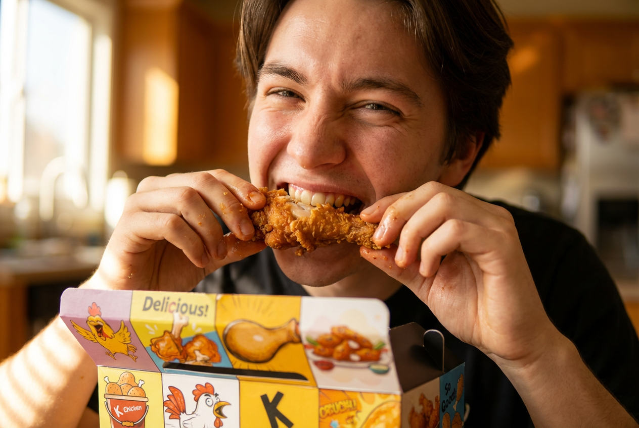 Americanos comiendo feliz