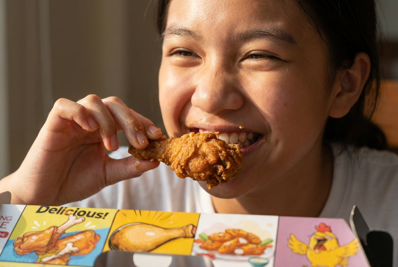 Primer plano comiendo feliz